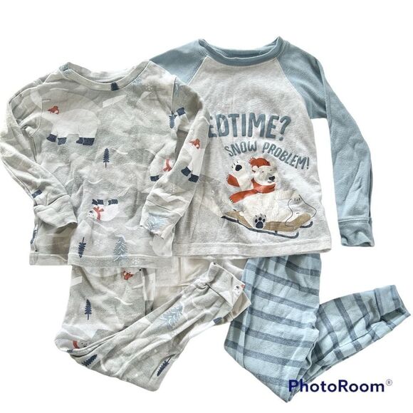 Just One You by Carters Set of Two Cotton Pajama Sets Toddler Unisex 2T Blue EUC - Picture 1 of 5